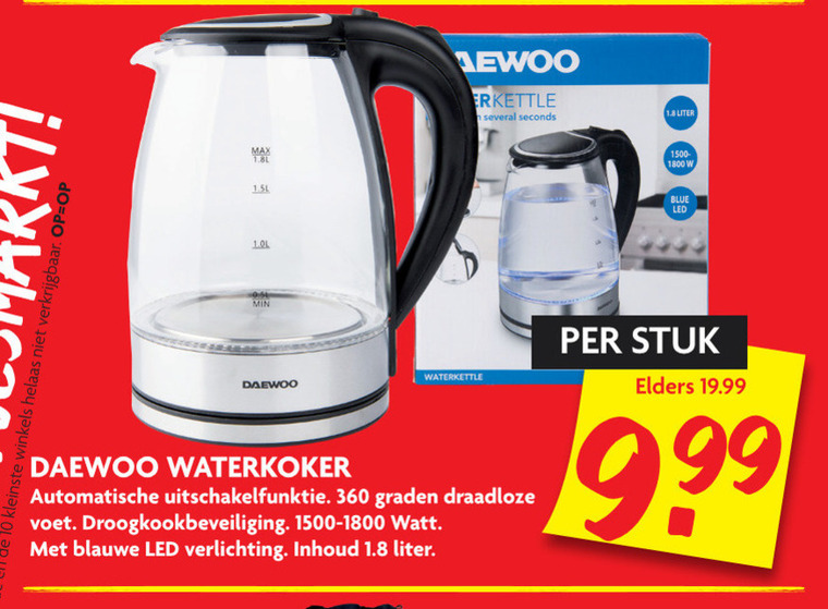 Daewoo   waterkoker folder aanbieding bij  Dekamarkt - details