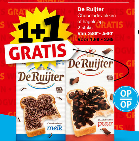 De Ruijter   hagelslag, boterhamvlokken folder aanbieding bij  Hoogvliet - details