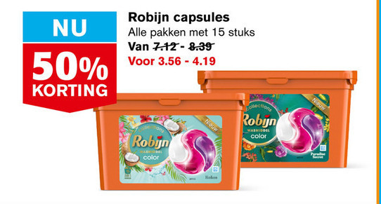 Robijn   wasmiddel folder aanbieding bij  Hoogvliet - details