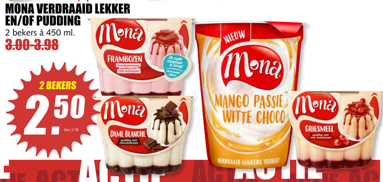 Mona   vruchtenyoghurt, pudding folder aanbieding bij  MCD Supermarkt Basis - details