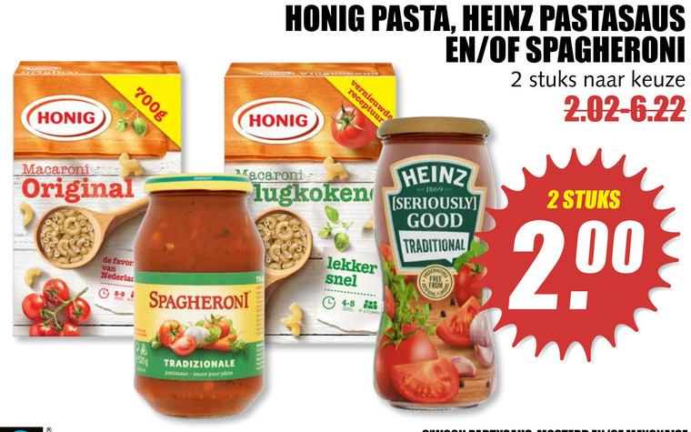 Heinz   spaghetti, macaroni folder aanbieding bij  MCD Supermarkt Basis - details