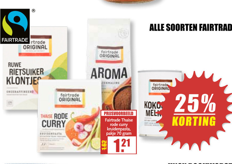 Fair Trade Original   kokosmelk, boemboe folder aanbieding bij  MCD Supermarkt Basis - details