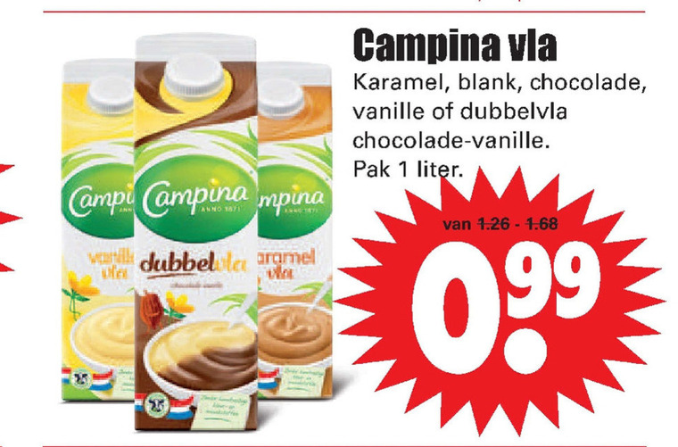 Campina   vla folder aanbieding bij  Dirk - details