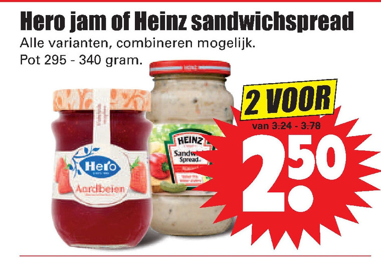 Hero   jam, sandwich spread folder aanbieding bij  Dirk - details