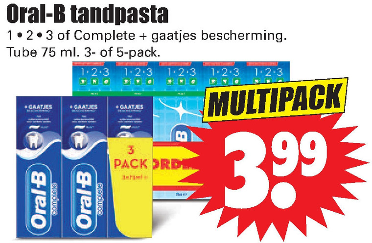 Oral-B   tandpasta folder aanbieding bij  Dirk - details