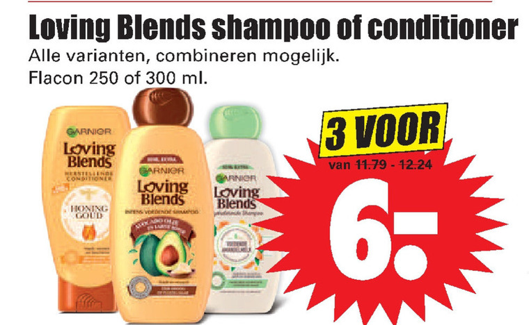 Garnier Loving Blends   shampoo, conditioner folder aanbieding bij  Dirk - details