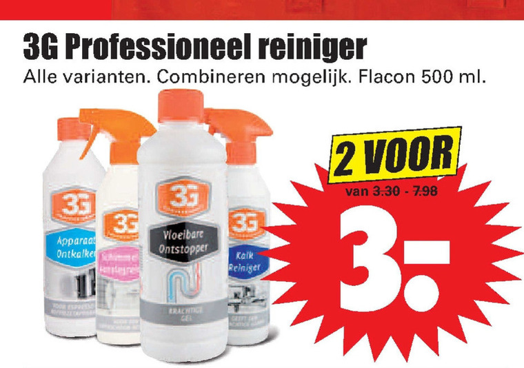 3G   kalkaanslagreiniger, ontkalker folder aanbieding bij  Dirk - details