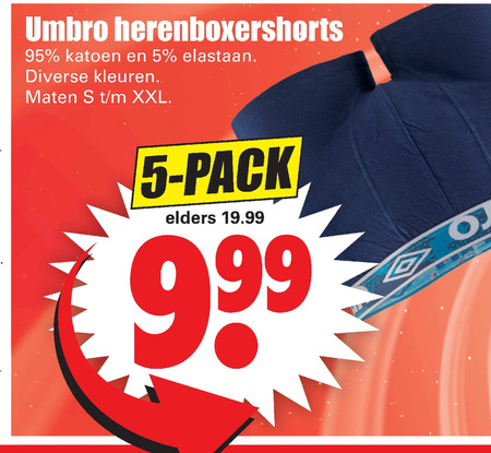 Umbro   heren boxershort folder aanbieding bij  Dirk - details