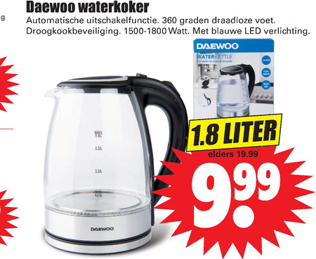 Daewoo   waterkoker folder aanbieding bij  Dirk - details