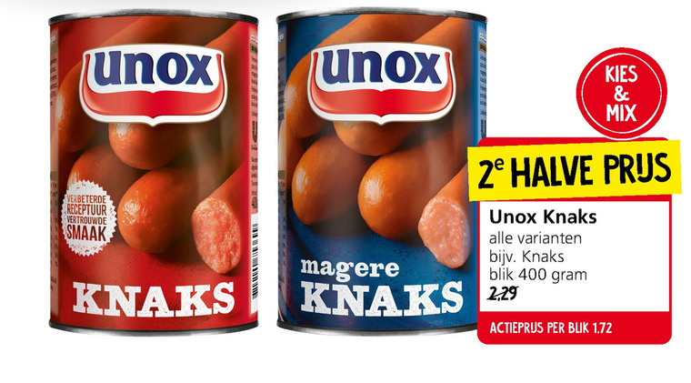 Unox   knakworst folder aanbieding bij  Jan Linders - details