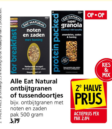 Eat Natural   cereals, mueslireep folder aanbieding bij  Jan Linders - details