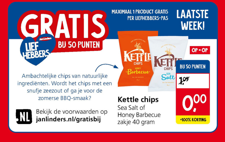 Kettle   chips folder aanbieding bij  Jan Linders - details