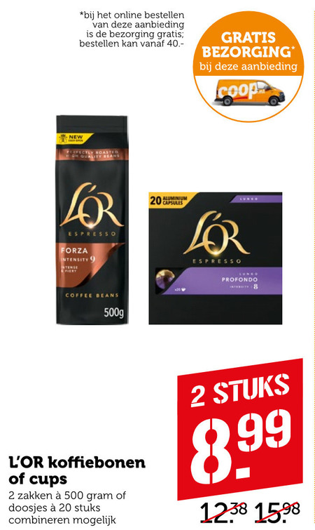 Douwe Egberts L Or   koffiebonen, koffiecups folder aanbieding bij  Coop - details