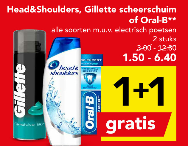 Gillette   shampoo, tandpasta folder aanbieding bij  Deen - details