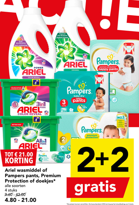 Pampers   luiers, wasmiddel folder aanbieding bij  Deen - details