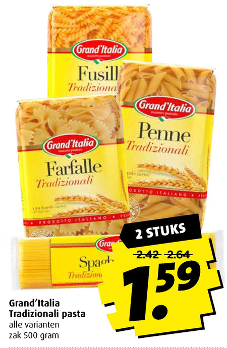 Grand Italia   spaghetti, fusilli folder aanbieding bij  Boni - details