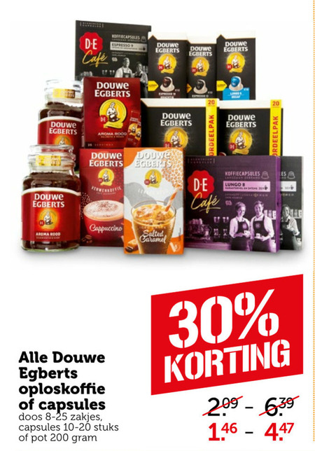 Douwe Egberts   koffiecups, oploskoffie folder aanbieding bij  Coop - details