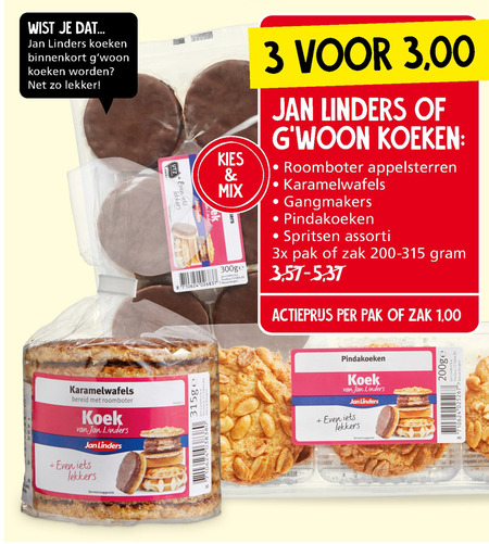 Jan Linders Huismerk   spritsen, pindakoeken folder aanbieding bij  Jan Linders - details