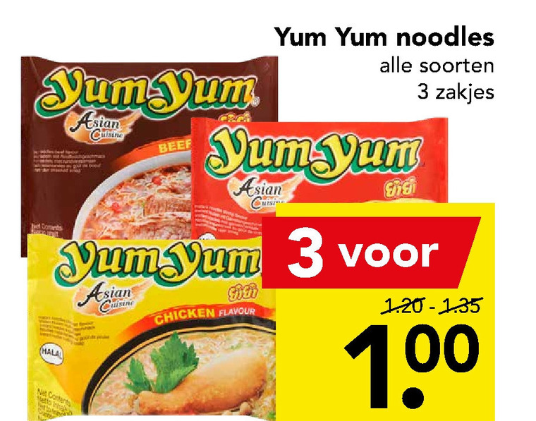 Yum Yum   noodles folder aanbieding bij  Deen - details