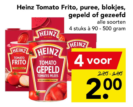 Heinz   tomatenblokjes, tomatenpuree folder aanbieding bij  Deen - details