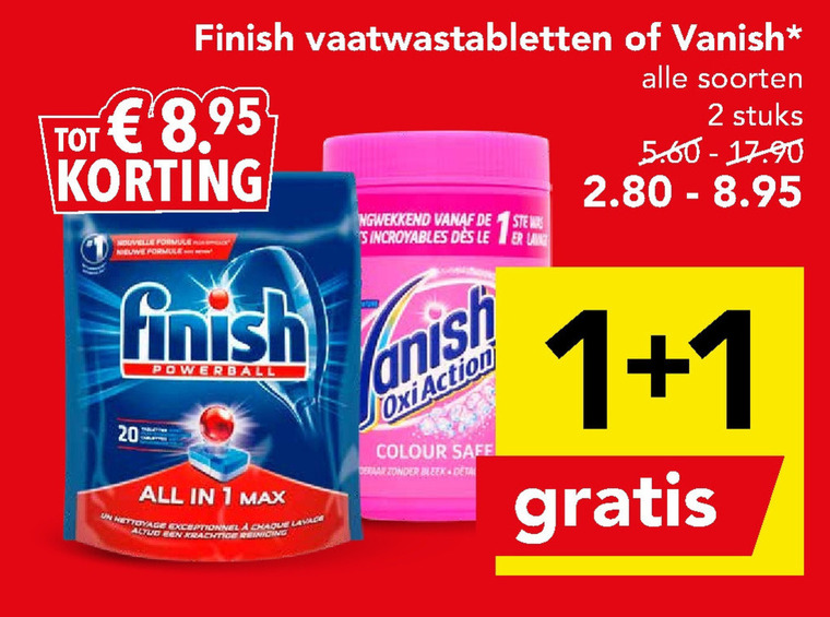 Finish   vaatwasmiddel, vlekkenverwijderaar folder aanbieding bij  Deen - details