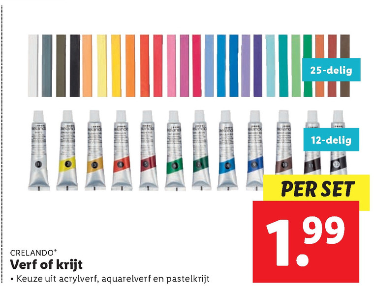 acrylverf, aquarelverf folder aanbieding bij Lidl -