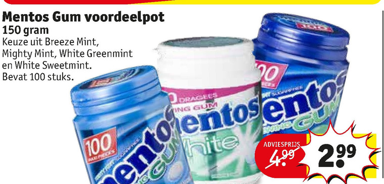 Mentos   kauwgom folder aanbieding bij  Kruidvat - details