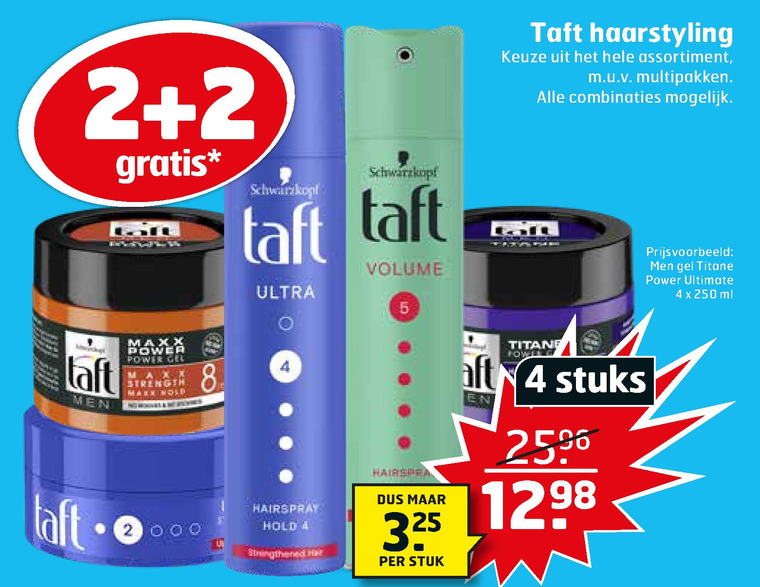 Taft   haargel, hairspray folder aanbieding bij  Trekpleister - details