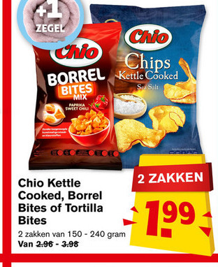 Chio   borrelnootjes, chips folder aanbieding bij  Hoogvliet - details