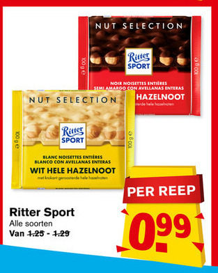 Ritter Sport   chocolade folder aanbieding bij  Hoogvliet - details