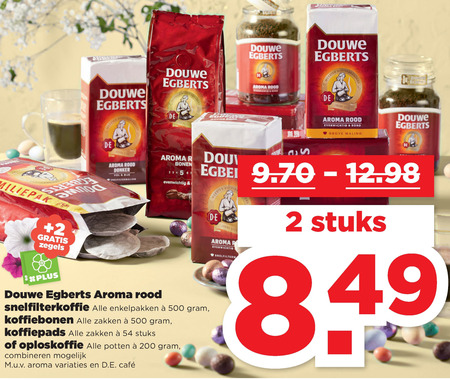 Douwe Egberts   koffiepad, koffiebonen folder aanbieding bij  Plus - details