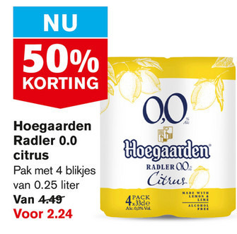 Hoegaarden   radler bier folder aanbieding bij  Hoogvliet - details