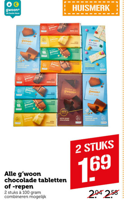 Gwoon   chocolade folder aanbieding bij  Coop - details