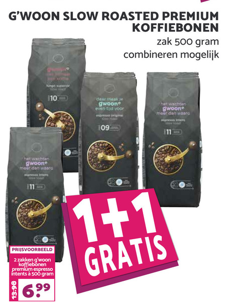 Gwoon   koffiebonen folder aanbieding bij  MCD Supermarkt Basis - details