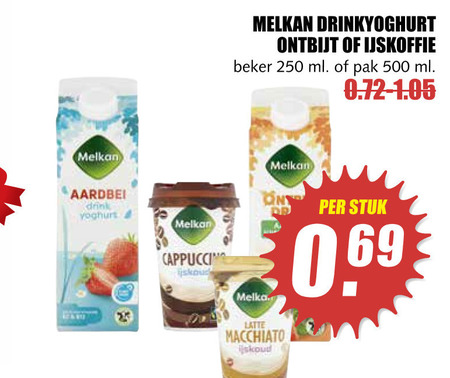 Melkan   drinkyoghurt, ijskoffie folder aanbieding bij  MCD Supermarkt Basis - details