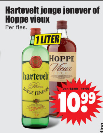 Hartevelt   jenever, vieux folder aanbieding bij  Dirk - details