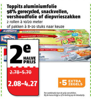 Toppits   aluminiumfolie, vershoudfolie folder aanbieding bij  Poiesz - details