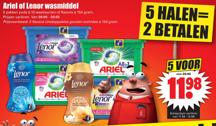 Lenor   wasmiddel folder aanbieding bij  Dirk - details