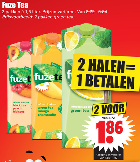 Fuze Tea   ice tea folder aanbieding bij  Dirk - details