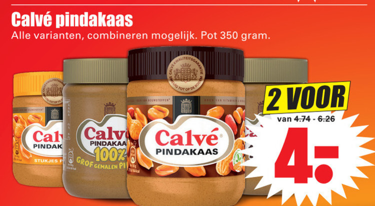 Calve   pindakaas folder aanbieding bij  Dirk - details