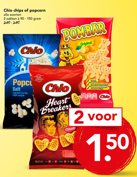 Chio   zoutje, popcorn folder aanbieding bij  Deen - details