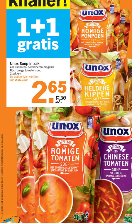 Unox   soep folder aanbieding bij  Albert Heijn - details