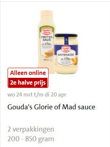 Goudas Glorie   fritessaus, mayonaise folder aanbieding bij  Jumbo - details