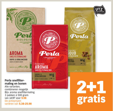 Perla   koffiebonen, koffie folder aanbieding bij  Albert Heijn - details