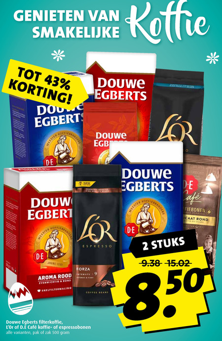 Douwe Egberts   koffiebonen, koffie folder aanbieding bij  Boni - details