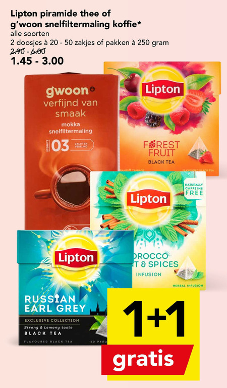Lipton   koffie, thee folder aanbieding bij  Deen - details