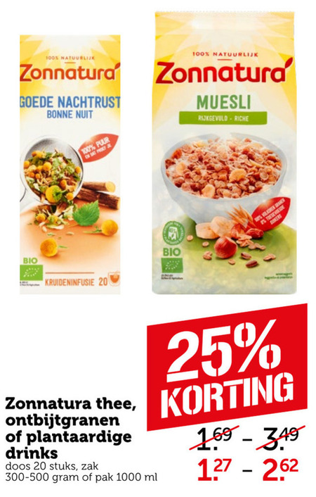 Zonnatura   thee, muesli folder aanbieding bij  Coop - details