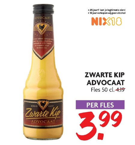 Zwarte Kip   advocaat folder aanbieding bij  Dekamarkt - details