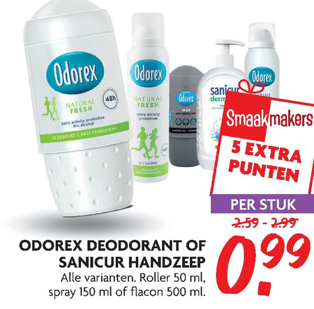 Sanicur   handzeep, deodorant folder aanbieding bij  Dekamarkt - details