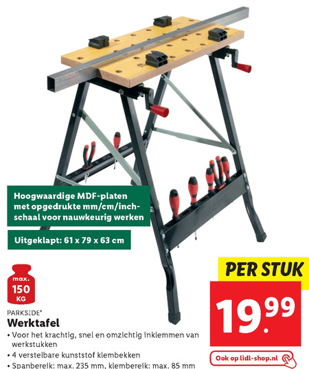 Geld rubber foto optocht Parkside werkbank folder aanbieding bij Lidl - details